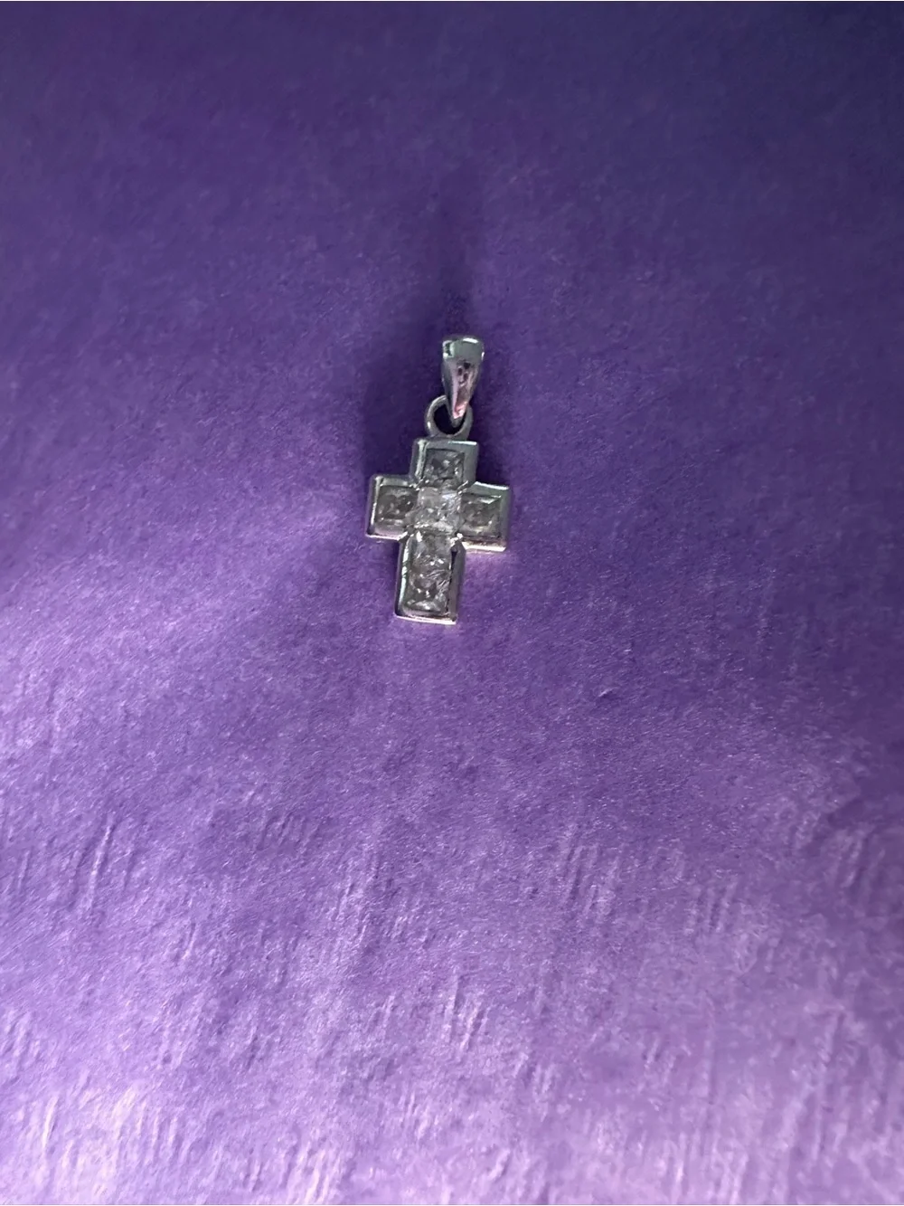 Sterling Silver Cross Pendant with Clear Stones - (pendant only) no chain - Picture 6 of 8